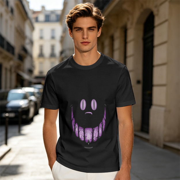 Olive T-Shirt With Purple Monster Face Graphic Print