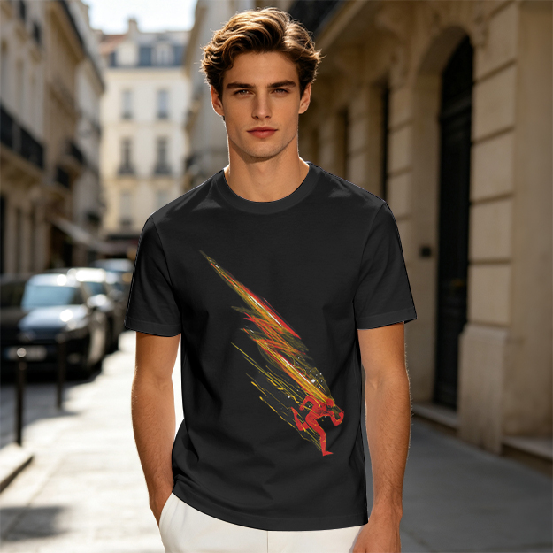 Olive T-shirt with Dynamic Speed Runner Graphic Print