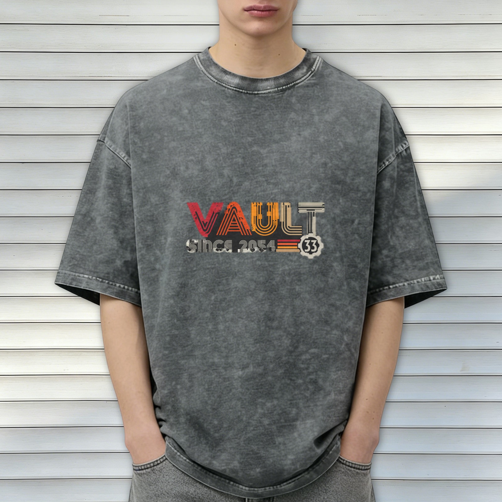 Vault 33 Since 2054 Acid Wash Graphic T-Shirt