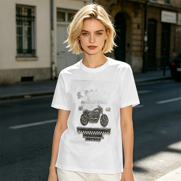 Olive Motorcycle Graphic T-Shirt With 1949 Checkered Print