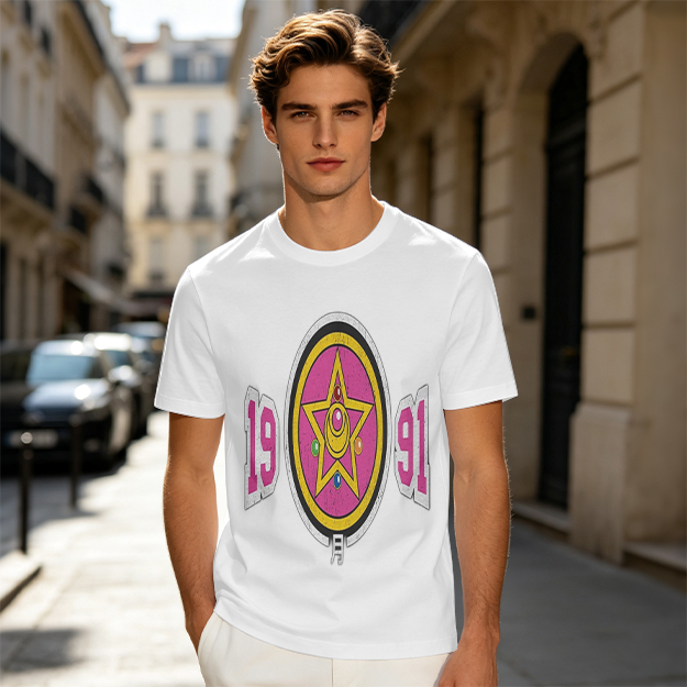 Olive Graphic T-Shirt With 1991 And Star Emblem Print