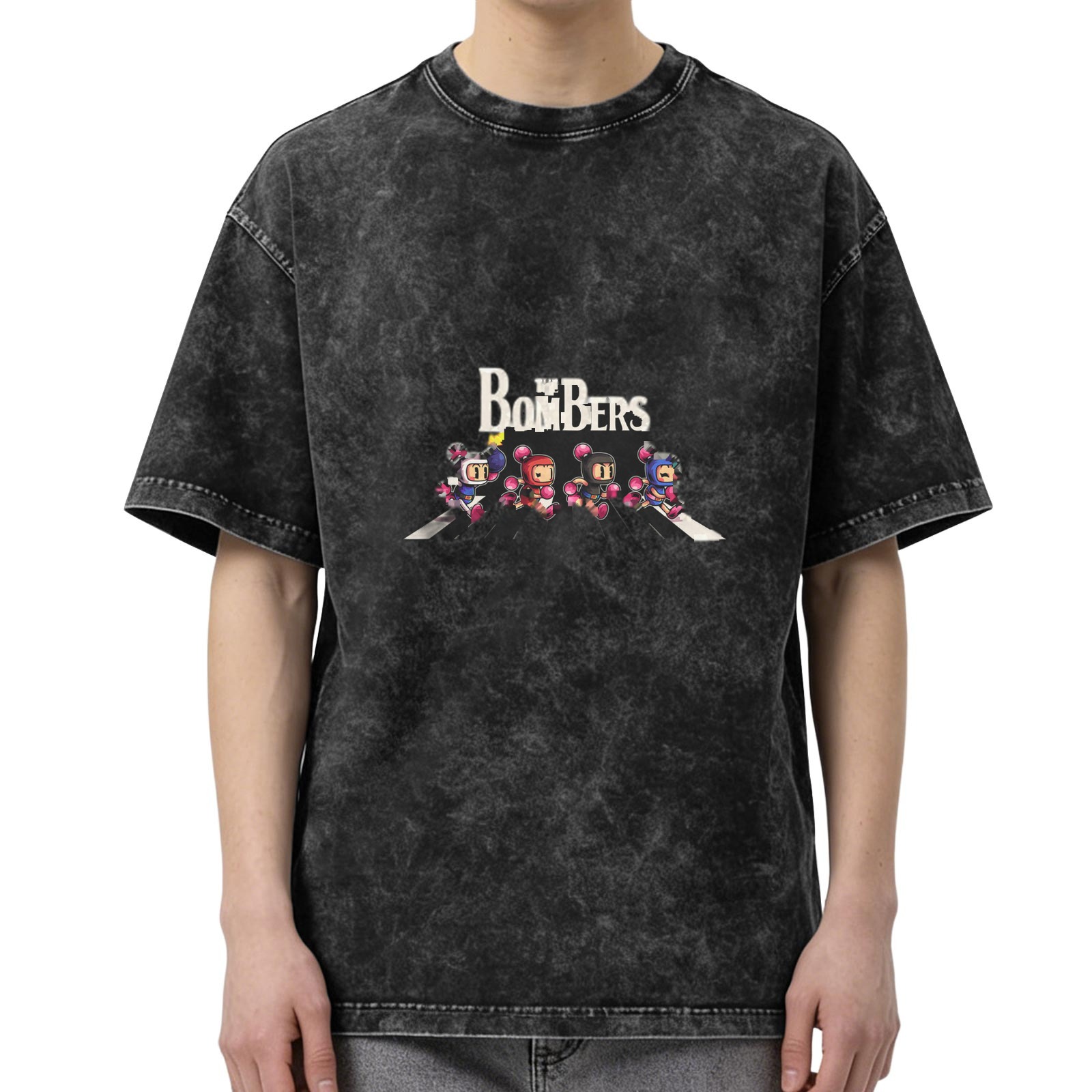 Oversized Stonewashed T-Shirt With The Bombers Game Character Graphic