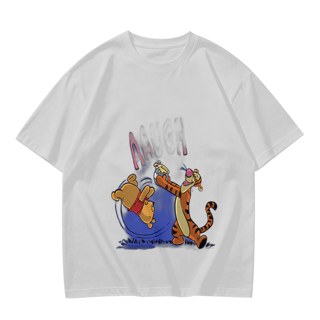 Olive T-Shirt Featuring Winnie the Pooh and Tigger Playing