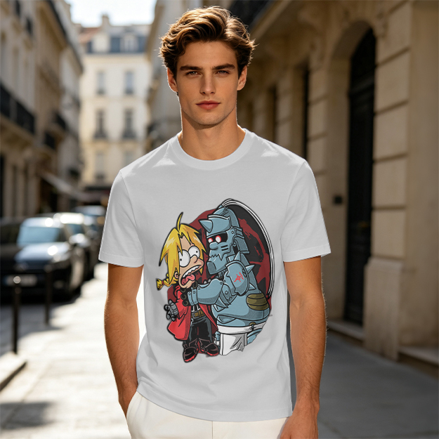 Fullmetal Alchemist Elric Brothers Cartoon Graphic T-Shirt