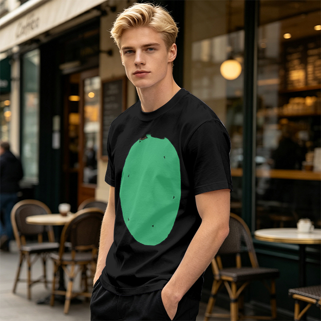 Olive Green T-Shirt With Simple Green Oval Graphic Print