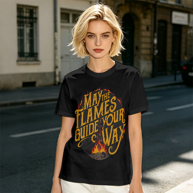 May The Flames Guide Your Way Graphic Olive T-Shirt