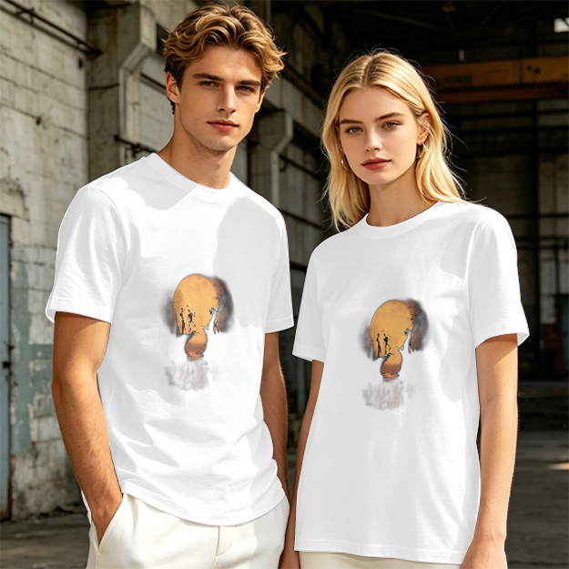 Olive Green T-Shirt With Abstract Skull Graphic Print