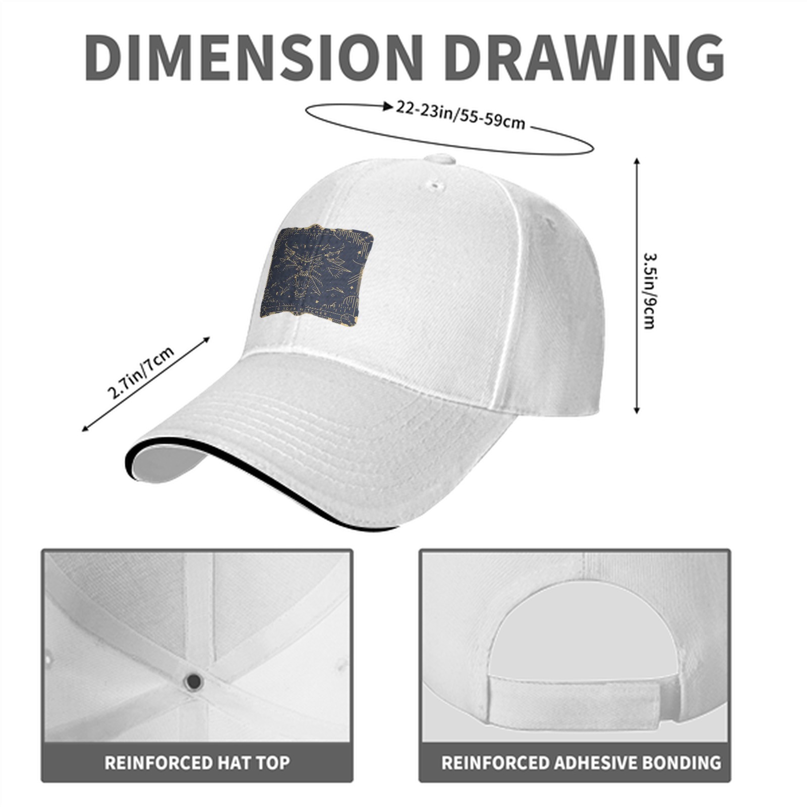 Black Baseball Cap With Fantasy Wolf Emblem Patch