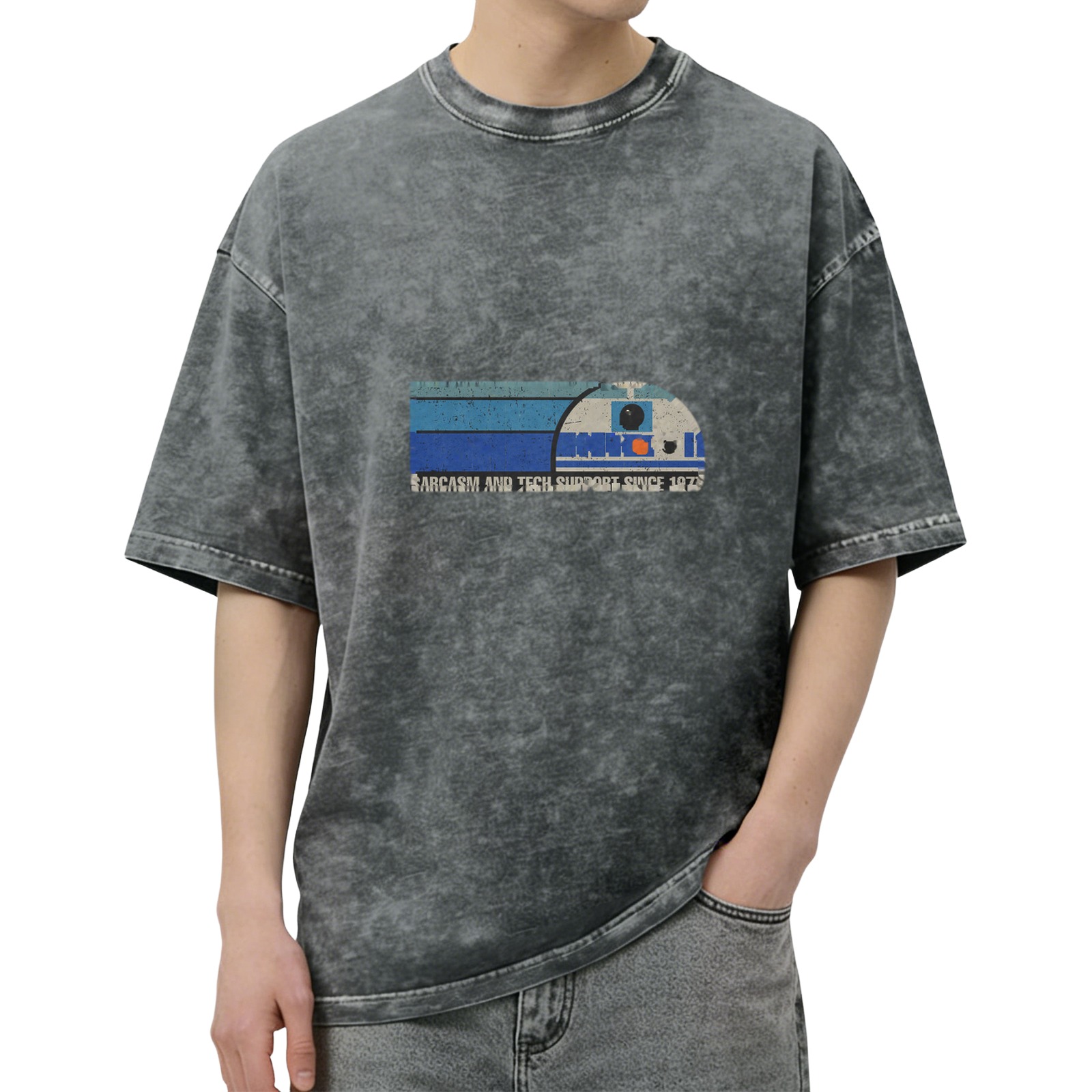Vintage Wash Sarcasm & Tech Support Since 1977 R2-D2 Graphic T-Shirt