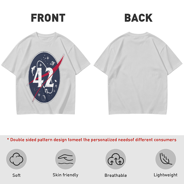 Olive Green Space Themed T-Shirt With Number 42 Graphic
