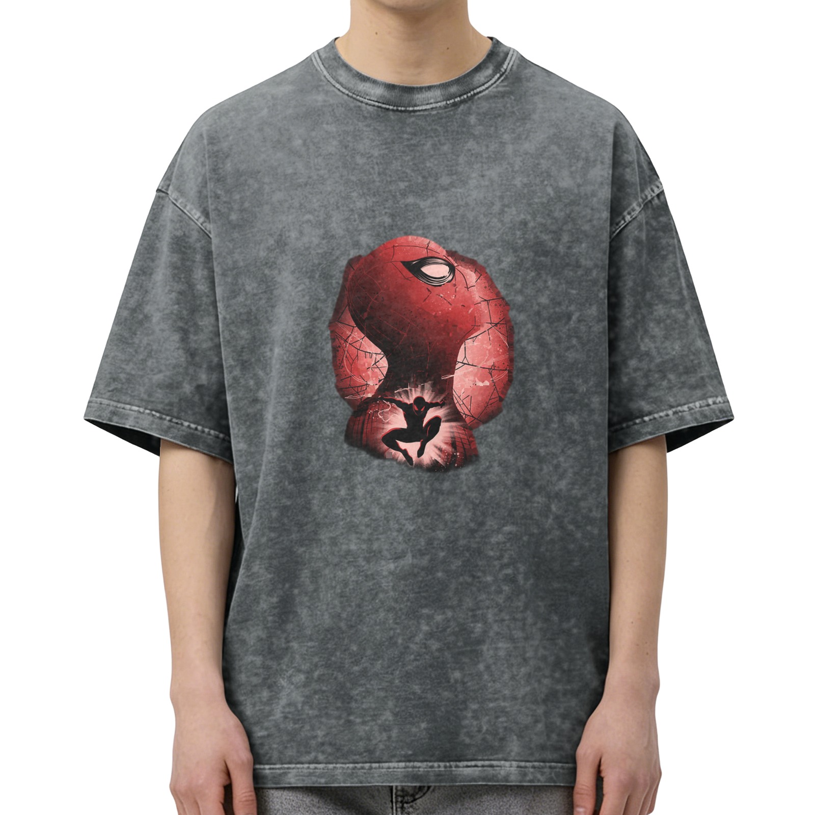 Oversized Spider-Man Graphic Stonewashed T-Shirt