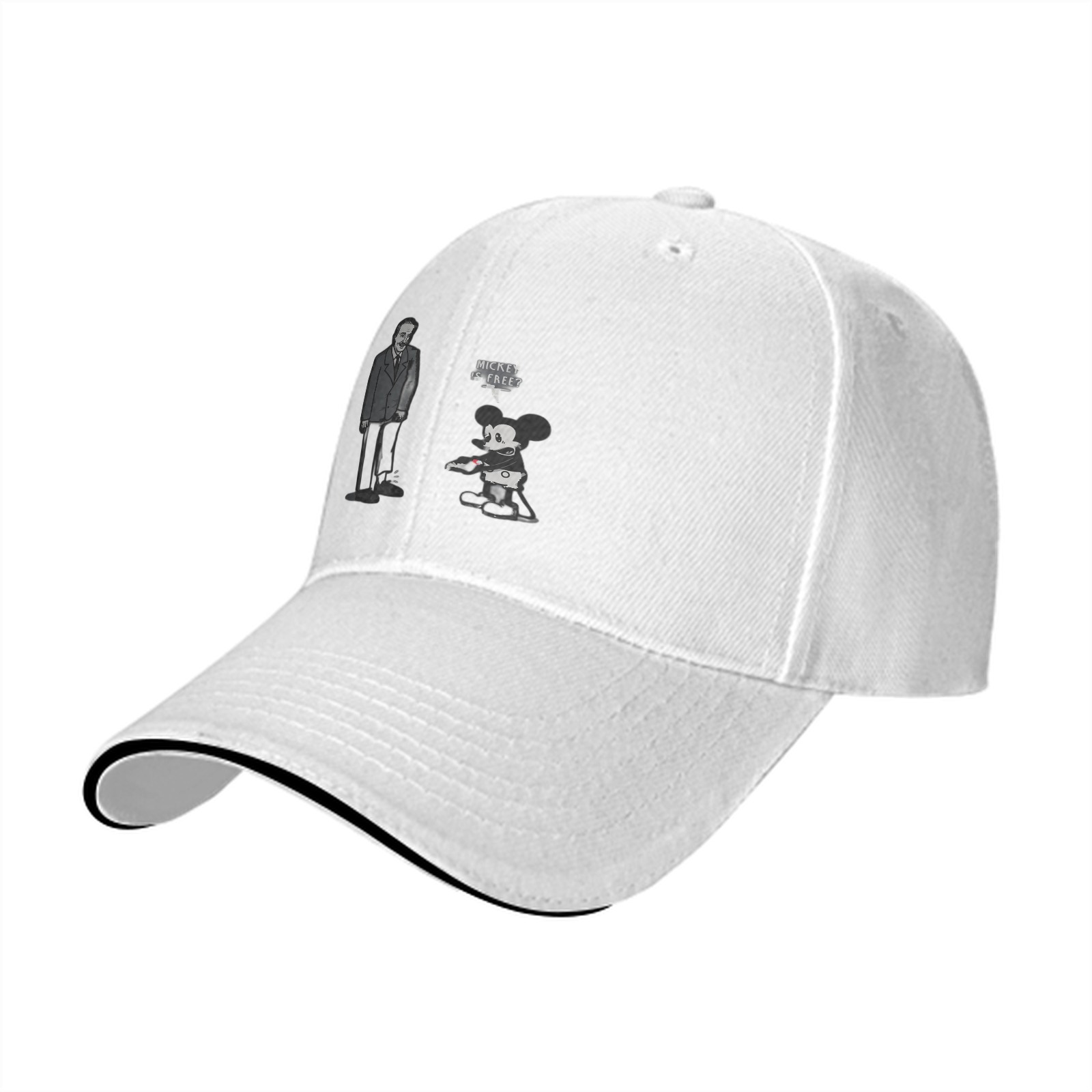 Black baseball cap with Mickey and Einstein graphic print