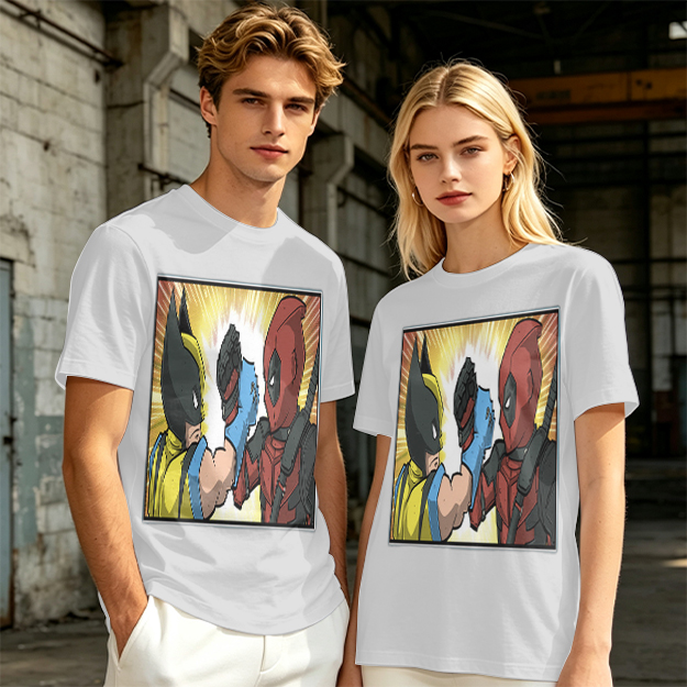 Wolverine and Deadpool Fist Bump Graphic T-Shirt