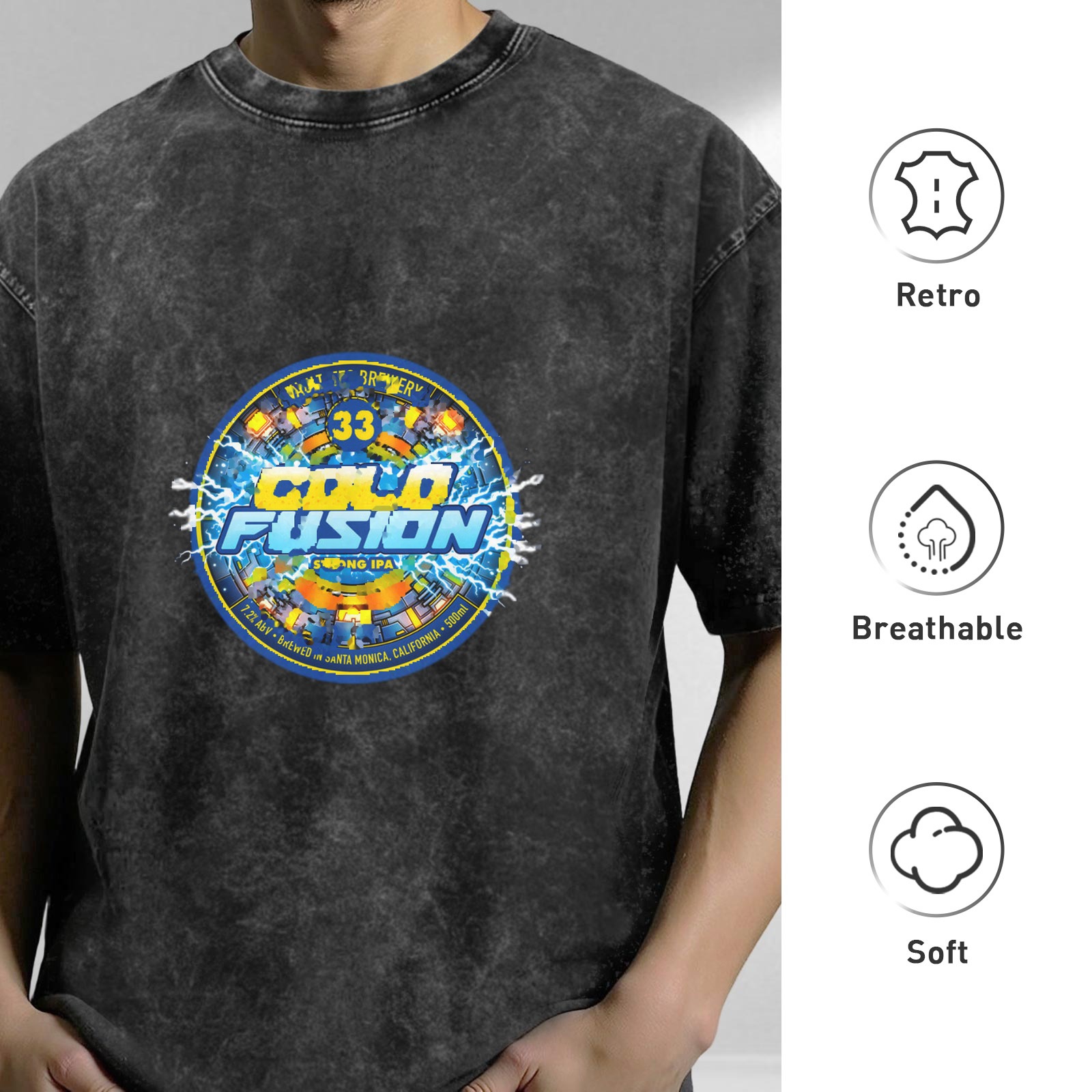 Washed black graphic t-shirt with Cold Fusion 33 design