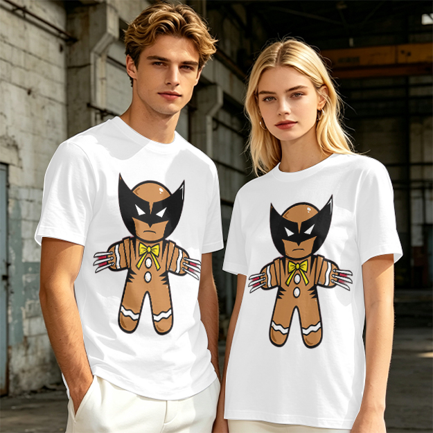 Olive T-Shirt With Gingerbread Wolverine Superhero Print