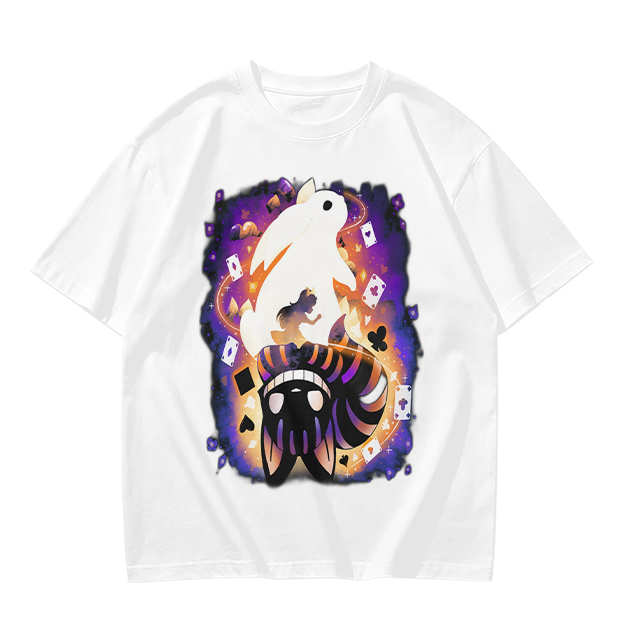 Olive T-Shirt With Magical Rabbit And Playing Card Print