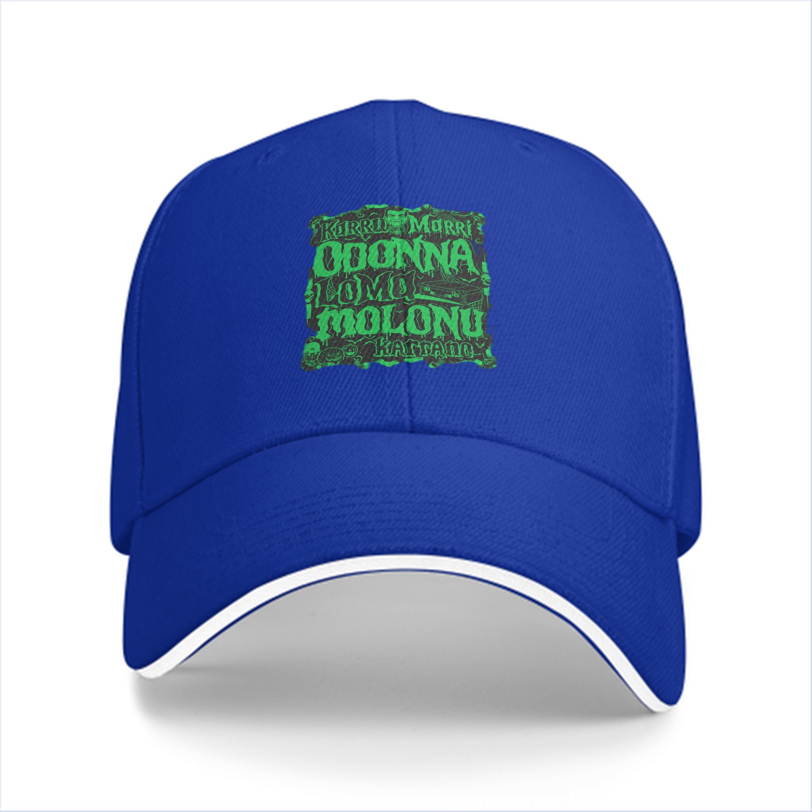 Black Baseball Cap with Green Mystical Text Graphic
