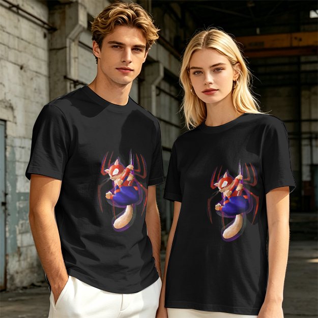 Olive T-Shirt With Spider Cat Superhero Graphic Print