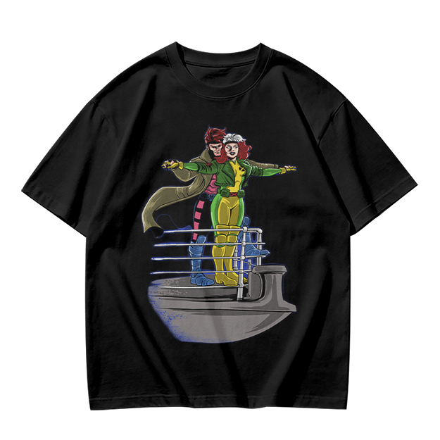 X-Men Rogue and Gambit Titanic pose graphic t-shirt