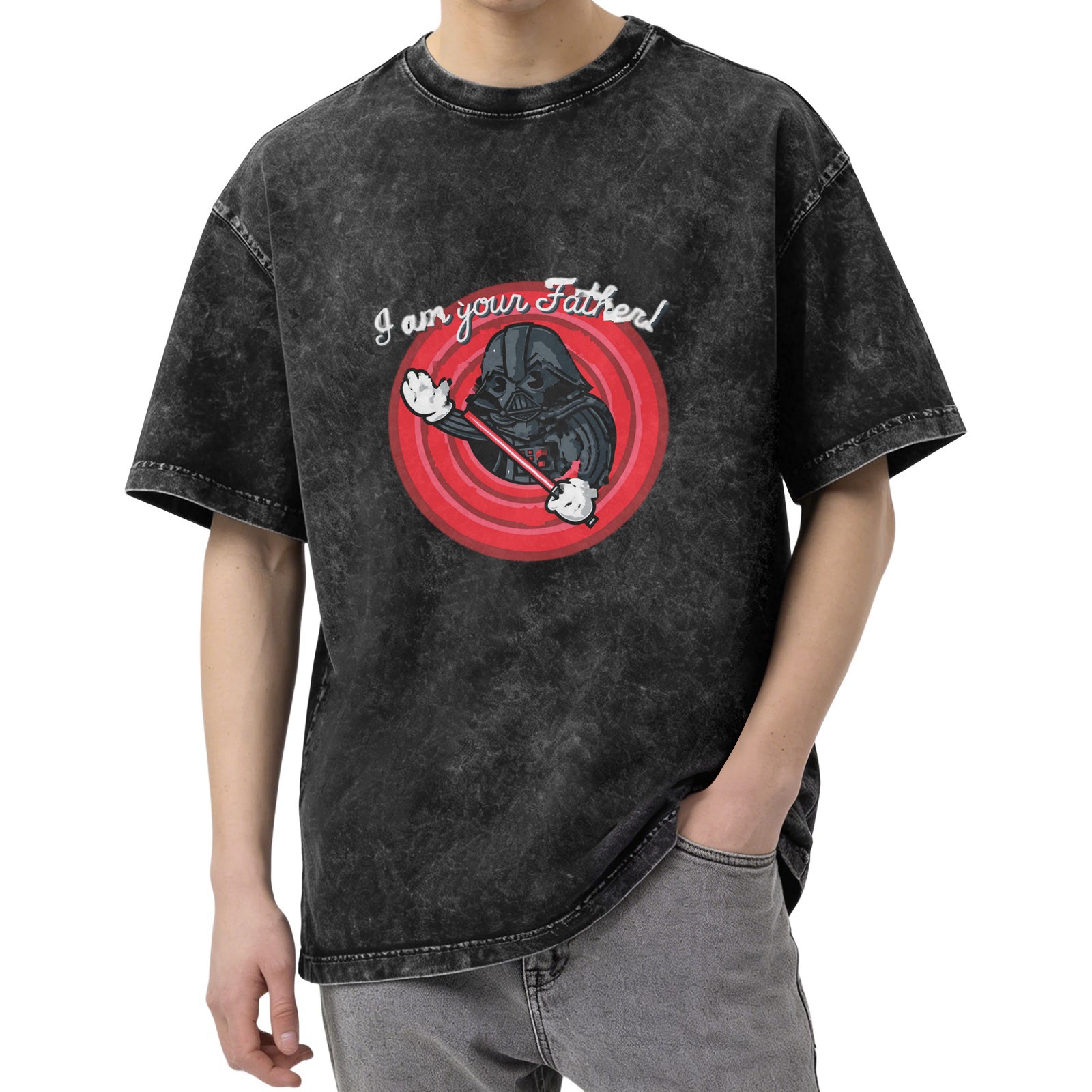Washed black graphic t-shirt with Darth Vader 'I am your Father' print