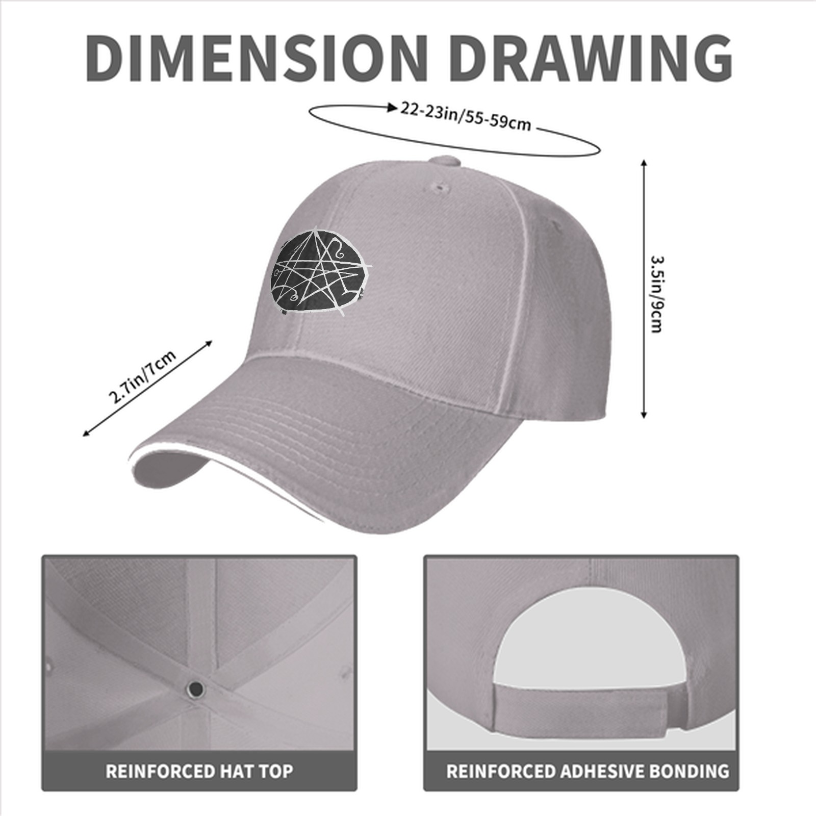 Black Baseball Cap With Occult Sigil Graphic Design