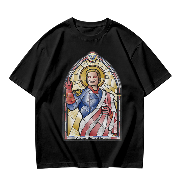 Olive T-Shirt With Homelander Stained Glass Style Print