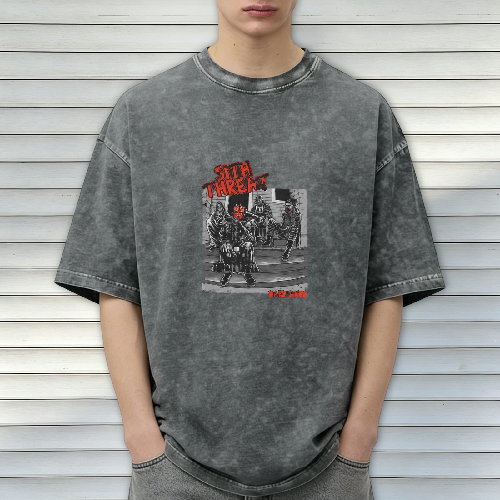 Sith Threat Dark Days Graphic Acid Wash T-Shirt