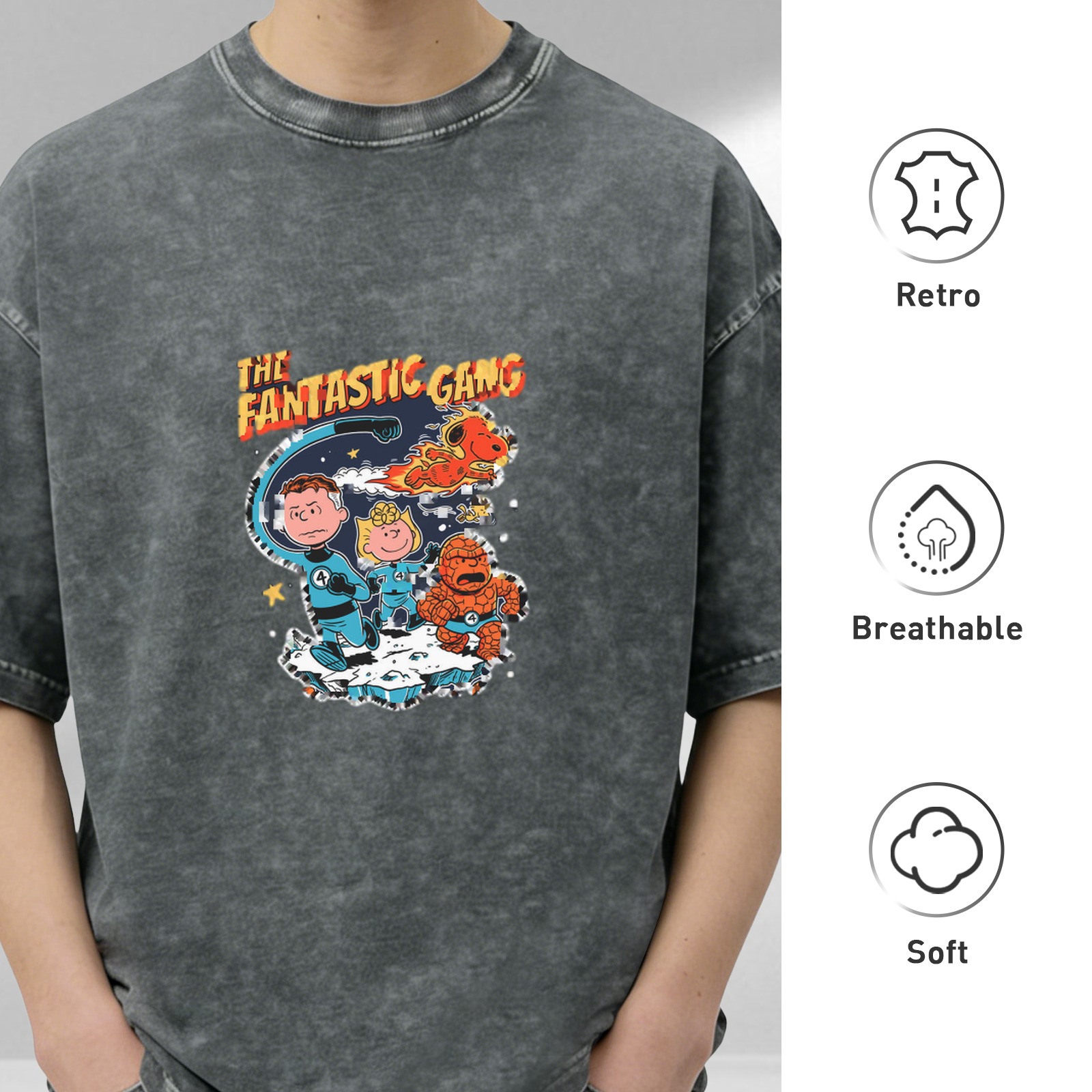 The Fantastic Gang Peanuts Superhero Graphic Vintage T-Shirt