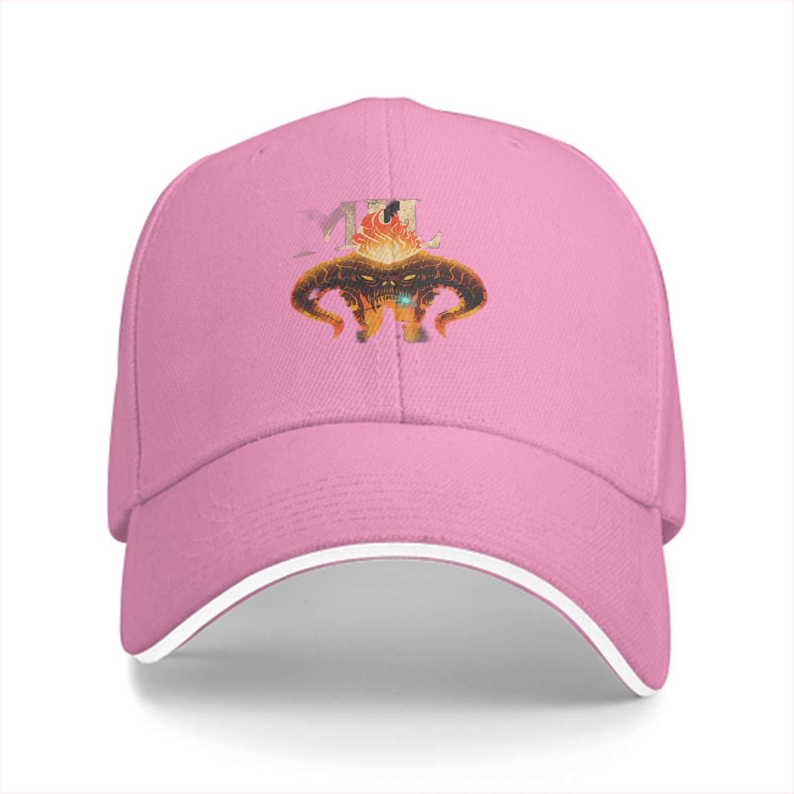 Black Baseball Cap With Fiery Demon Bull Head Graphic