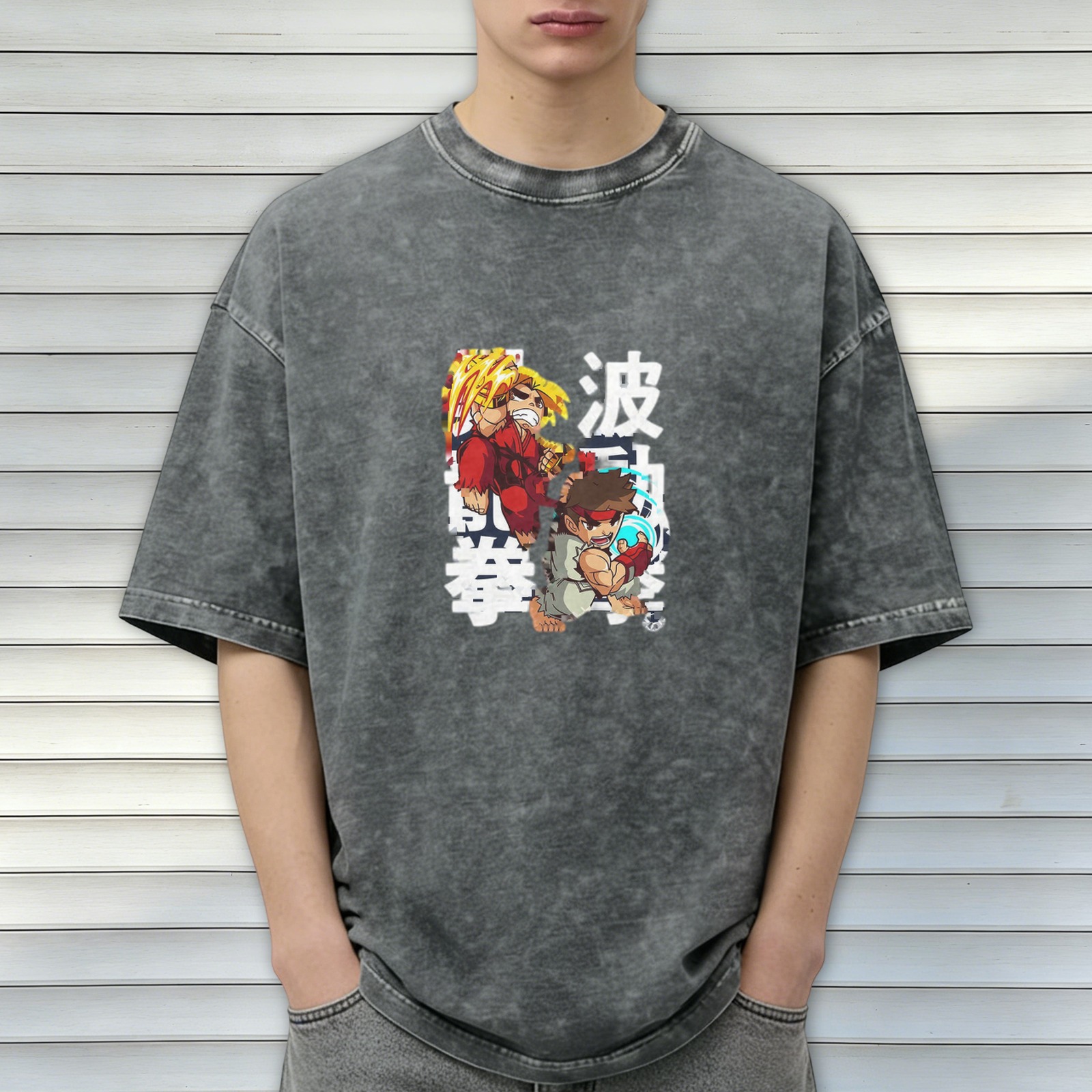 Street Fighter Chibi Characters Graphic Vintage Wash T-Shirt