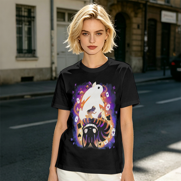 Olive T-Shirt With Magical Rabbit And Playing Card Print
