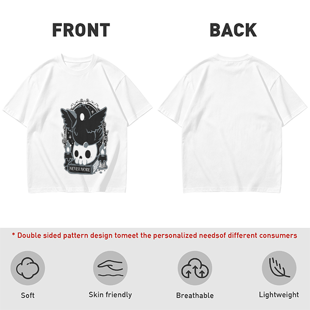 Olive Graphic T-Shirt With Raven Skull Nevermore Print