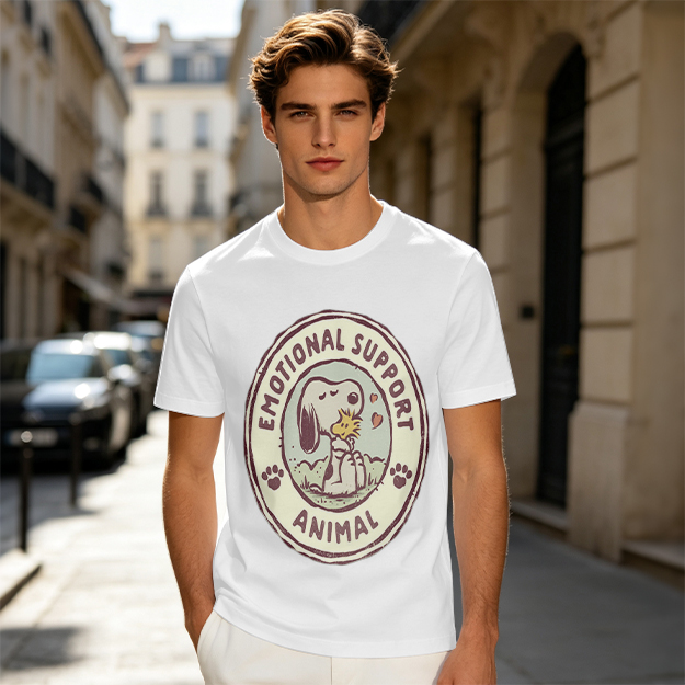Olive Green Snoopy Emotional Support Animal Graphic T-Shirt