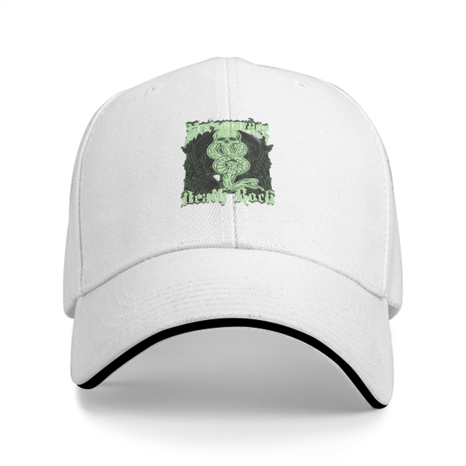 Black baseball cap with Death Rock snake skull graphic