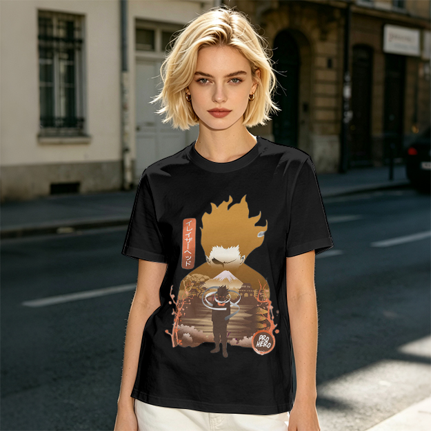 Anime Hero Graphic Olive Green Short Sleeve T-Shirt