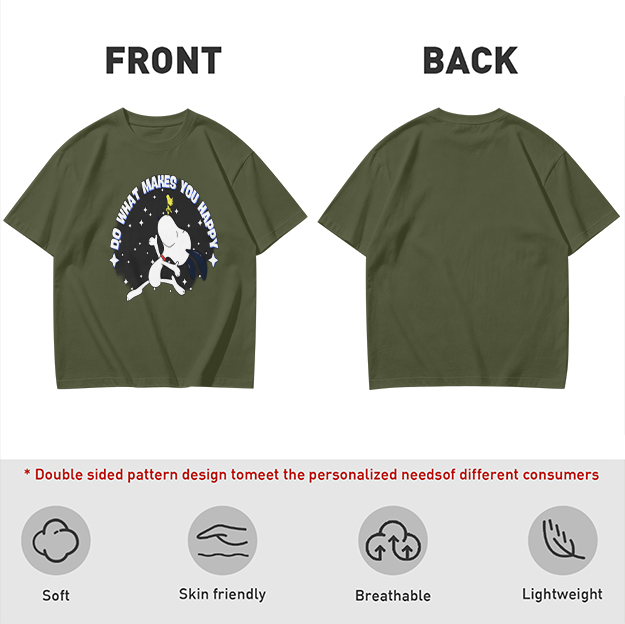 Do What Makes You Happy Snoopy Graphic Olive T-Shirt