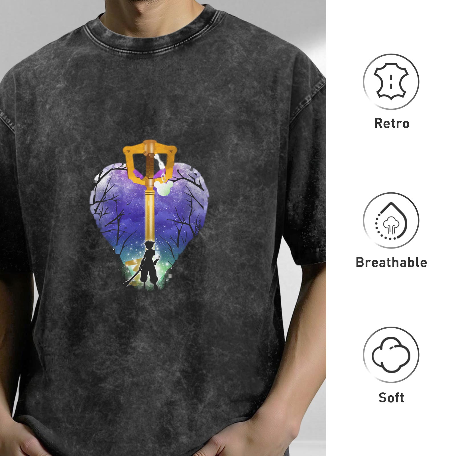 Kingdom Hearts Keyblade Heart Silhouette Graphic T-Shirt