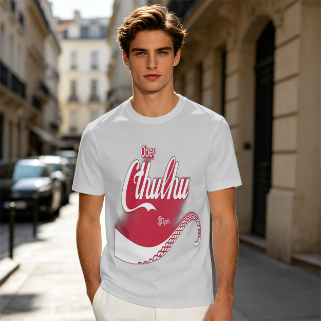 Obey Cthulhu Graphic Print Olive Green T-Shirt