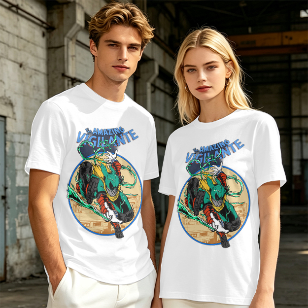 The Amazing Vigilante Graphic Tee Featuring Action Hero Art