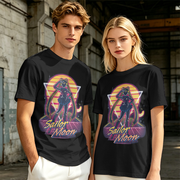 Olive Green Sailor Moon Retro Synthwave Graphic T-Shirt