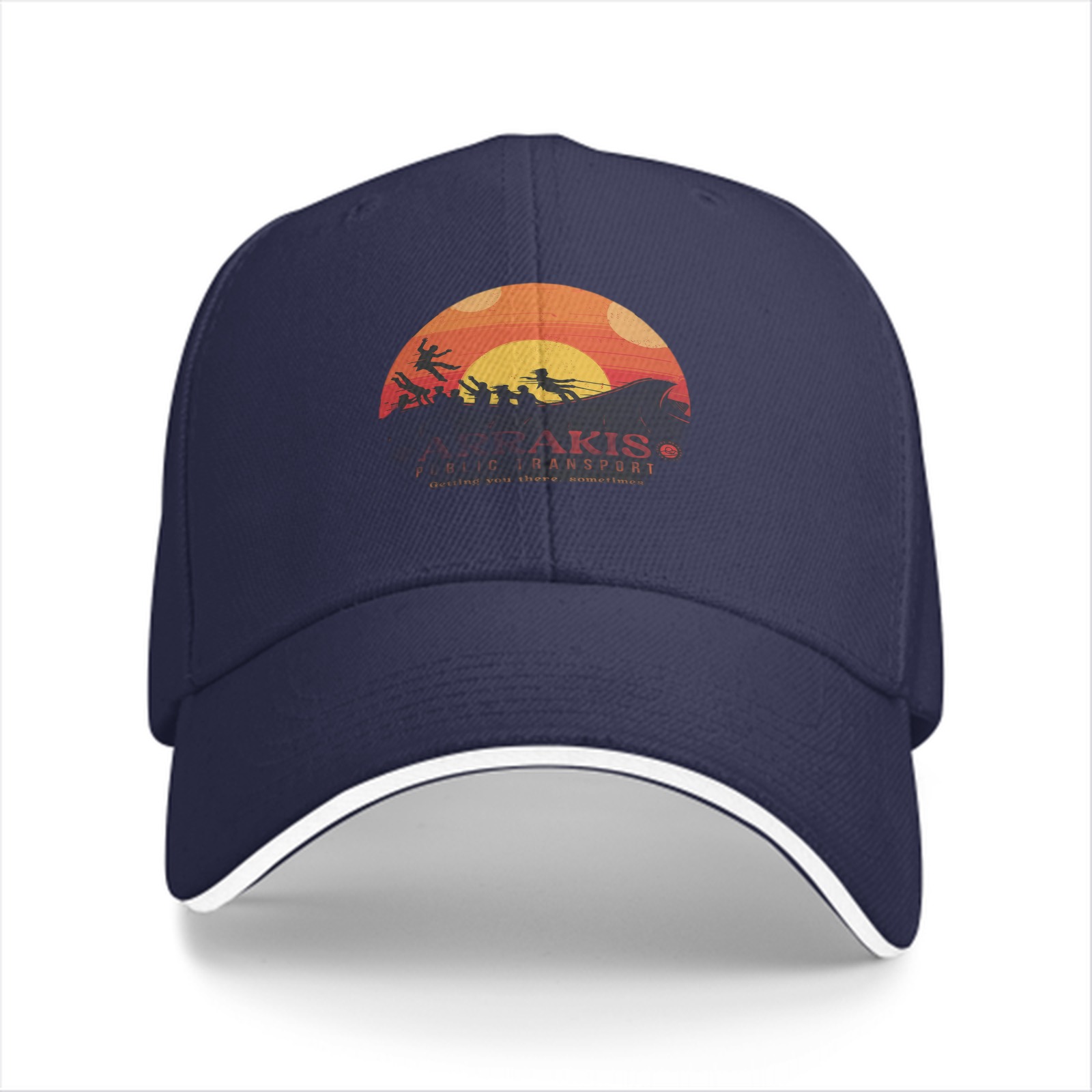 Black Baseball Cap with Sci-Fi Desert Sunset Graphic