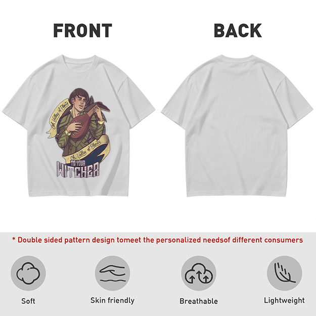 Witcher Inspired T-Shirt With Bard Playing Lute Graphic