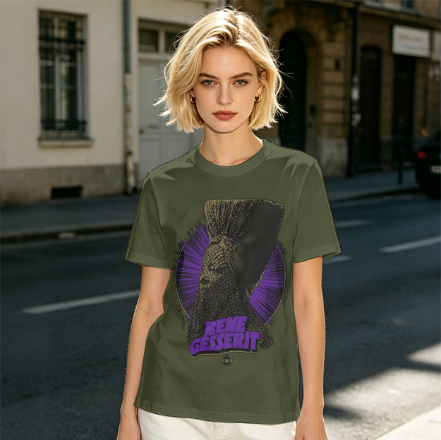 Olive Graphic T-Shirt With Bene Gesserit Witch Artwork