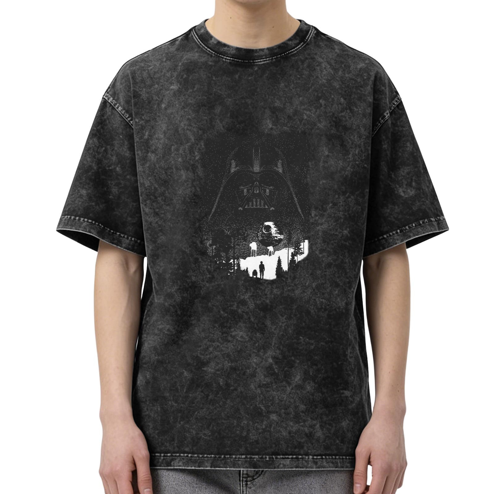Star Wars Darth Vader Silhouette Graphic Acid Wash T-Shirt