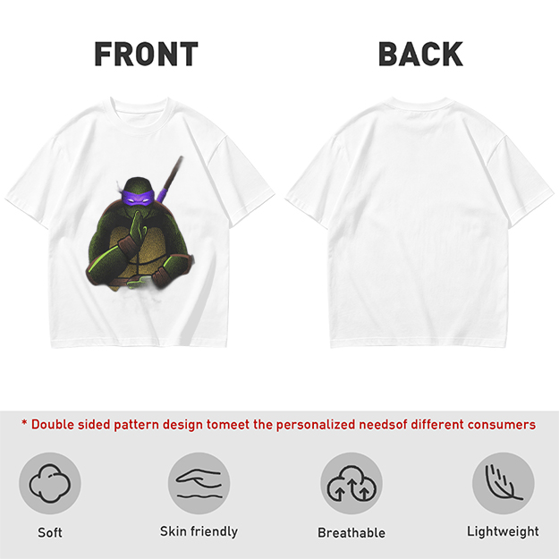 Olive Green T-Shirt Featuring Purple Masked Ninja Turtle Graphic
