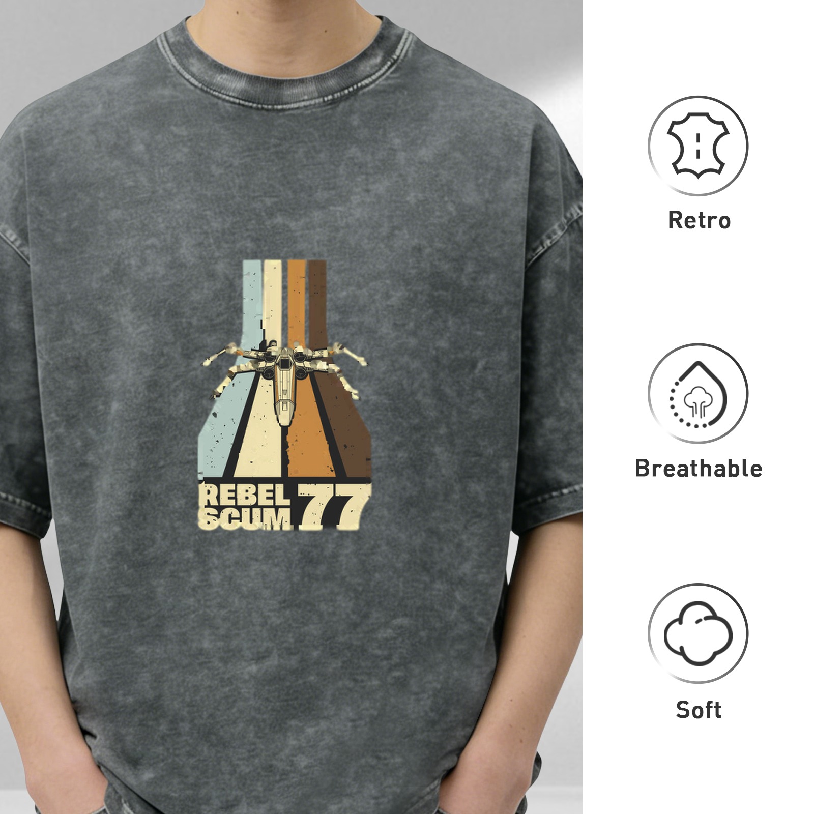 Star Wars Rebel Scum 77 X-Wing Vintage Wash Graphic T-Shirt