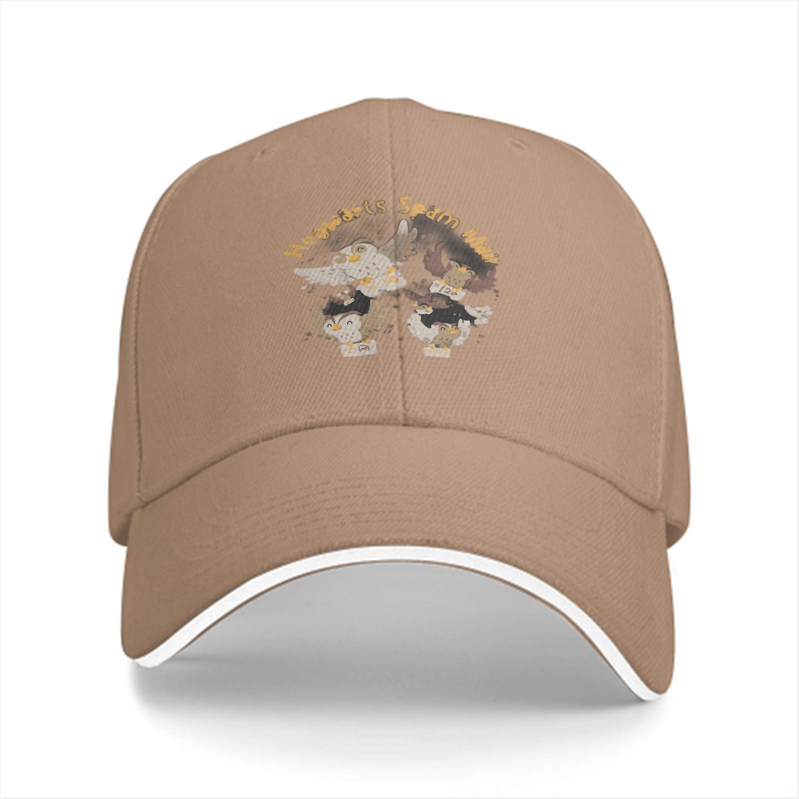Black baseball cap with Hogwarts Spam Mail owl graphic