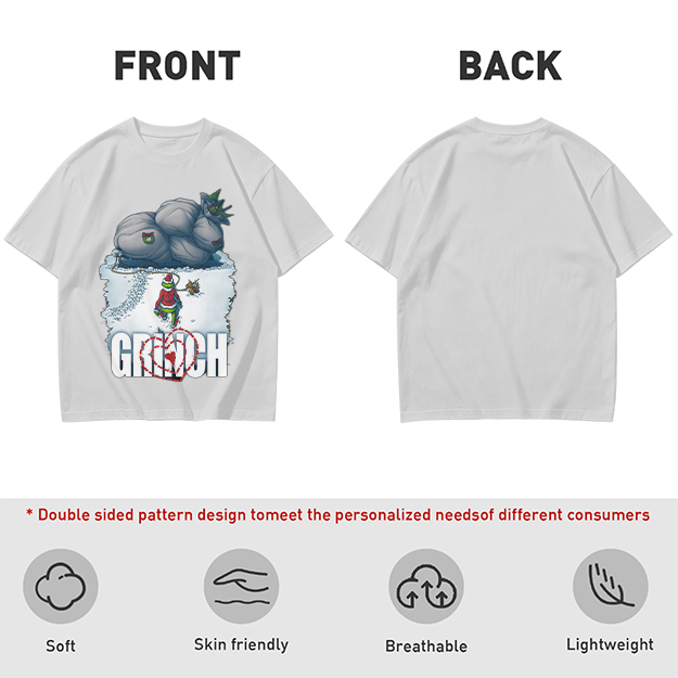 Grinch Stealing Christmas Gifts Snow Scene Graphic T-Shirt