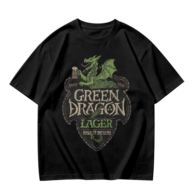 Green Dragon Lager Graphic Olive T-Shirt