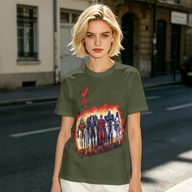 Olive T-Shirt With X-Men Villains Graphic Print